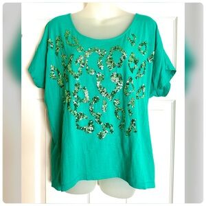 NY&Co Green Sequin Tee